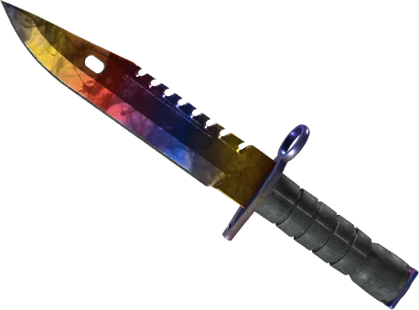 M9 Bayonet Marble Fade knife with red, blue and yellow blended finish